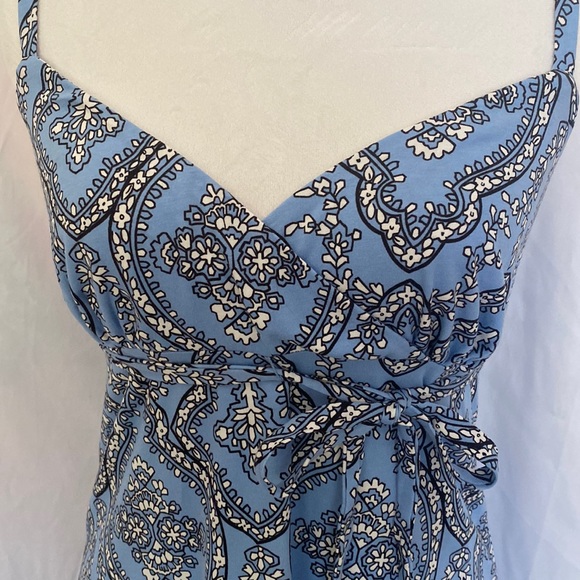NWT Ann Taylor Loft Empire Waist Blue Print Strappy Dress - Picture 2 of 8